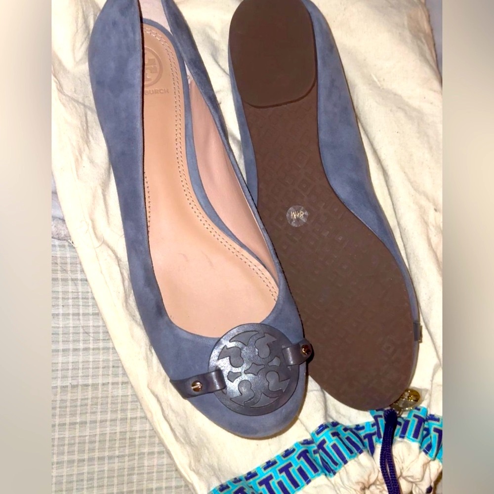 Tory Burch Women's Blue Suede Flats